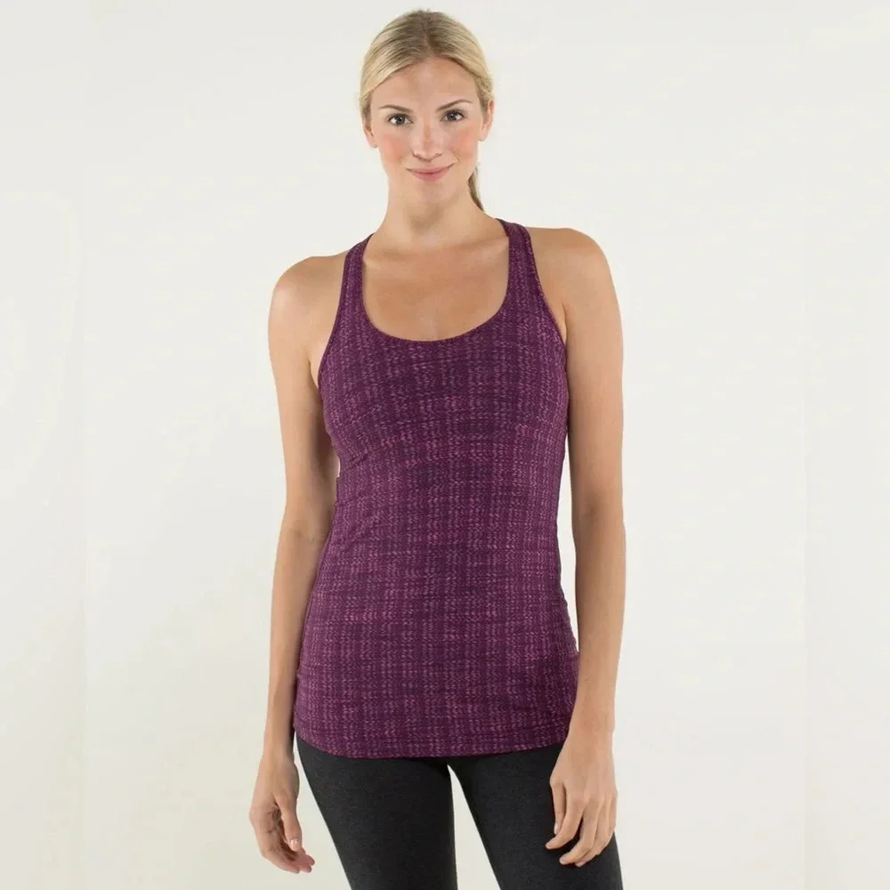 Women’s Lululemon Cool Racerback Tank Top Ziggy Wee August Glo Maroon Red Gym